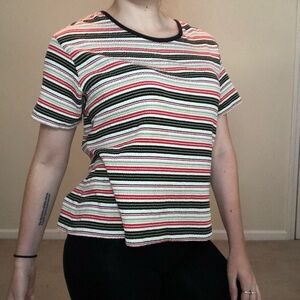 Erika Multicolor Striped Short Sleeve Top